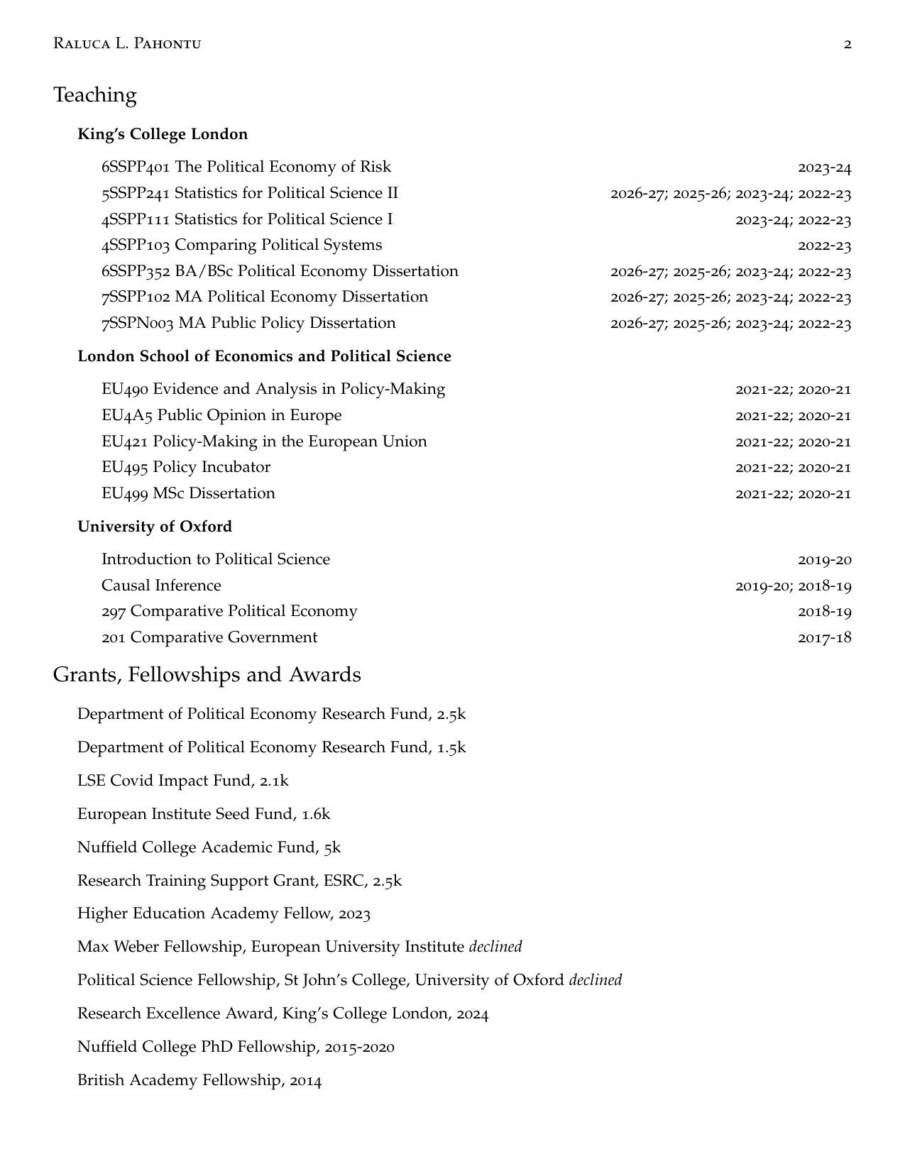 Curriculum vitae, page 2 of 3